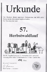 Urkunde Herbstwaldlauf