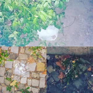 Drei Stücke Abfall von Dienstag