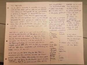 Auf dem Bild ist die erste Fassung des Briefes an Olaf zu sehen, den ich per Hand vorgeschrieben habe.